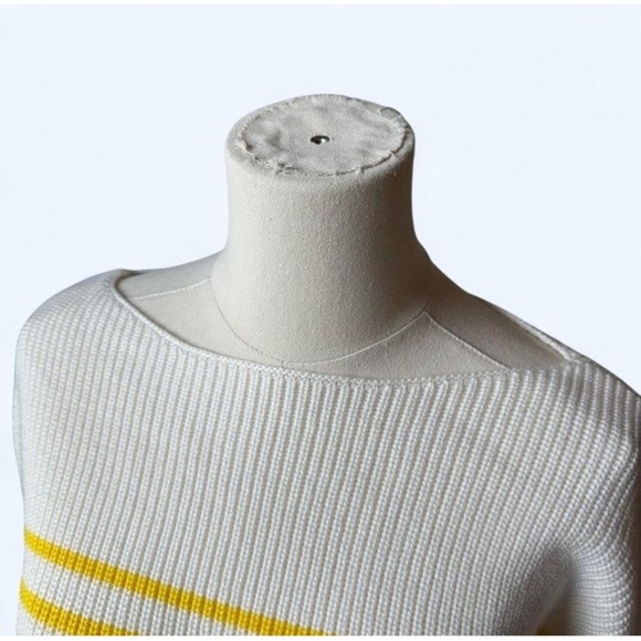 GAP Womens Medium Sweater Boat Neck Ribbed Wool Blend Knit Striped Coastal NWT - Picture 3 of 8